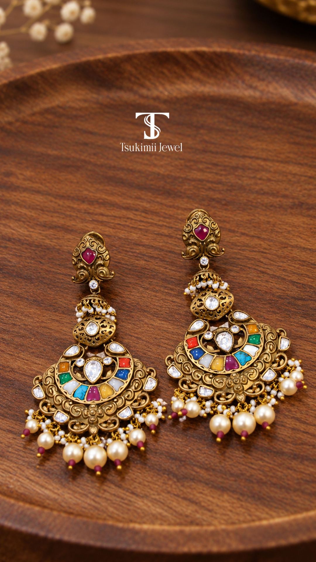 Rangmoti Chandbali Earrings