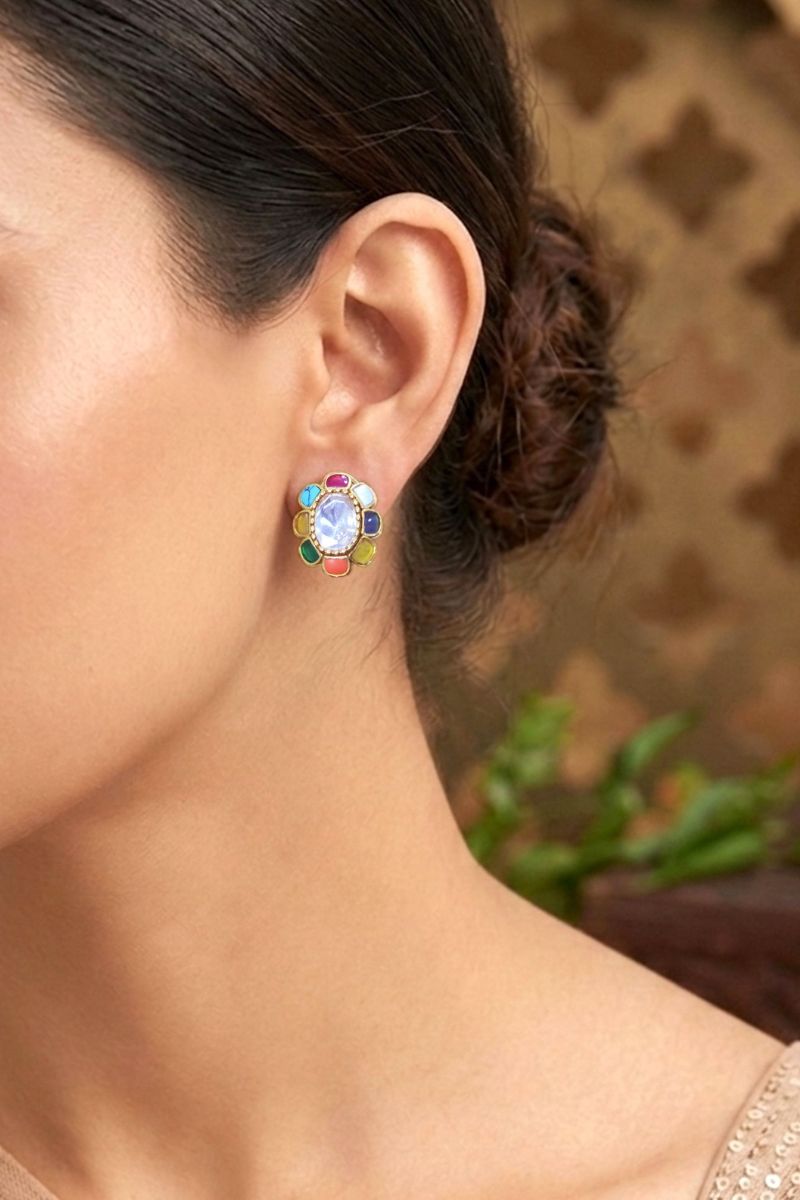 Ratnika Mossanite Polki Earrings