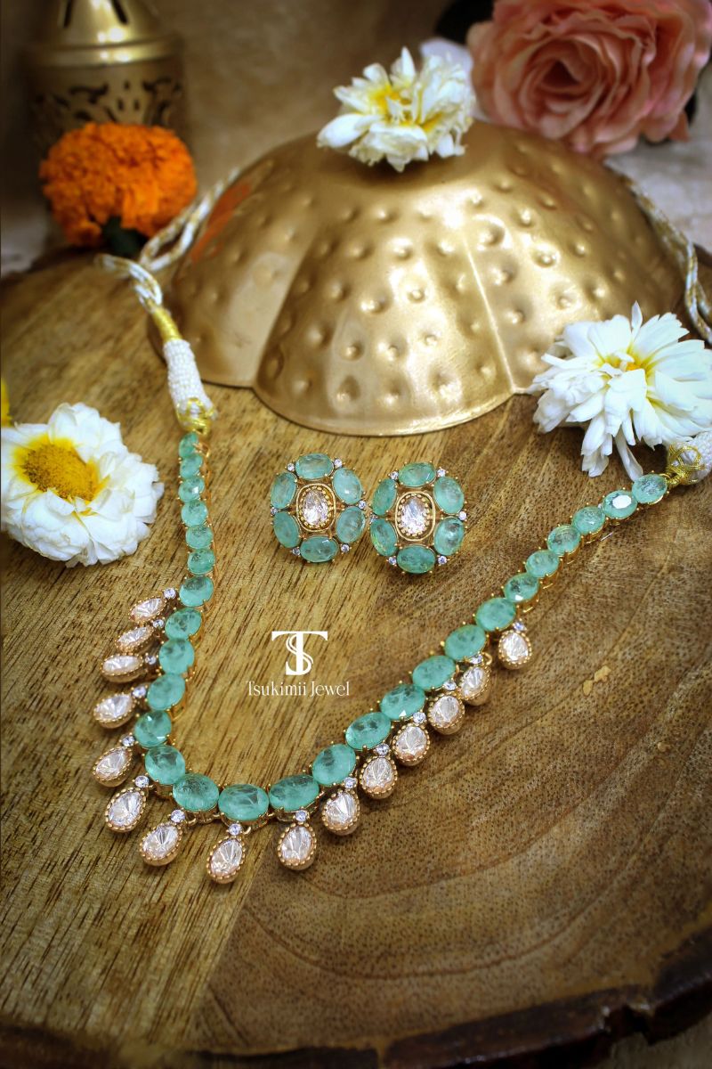 Somya Mossanite Polki Necklace Set