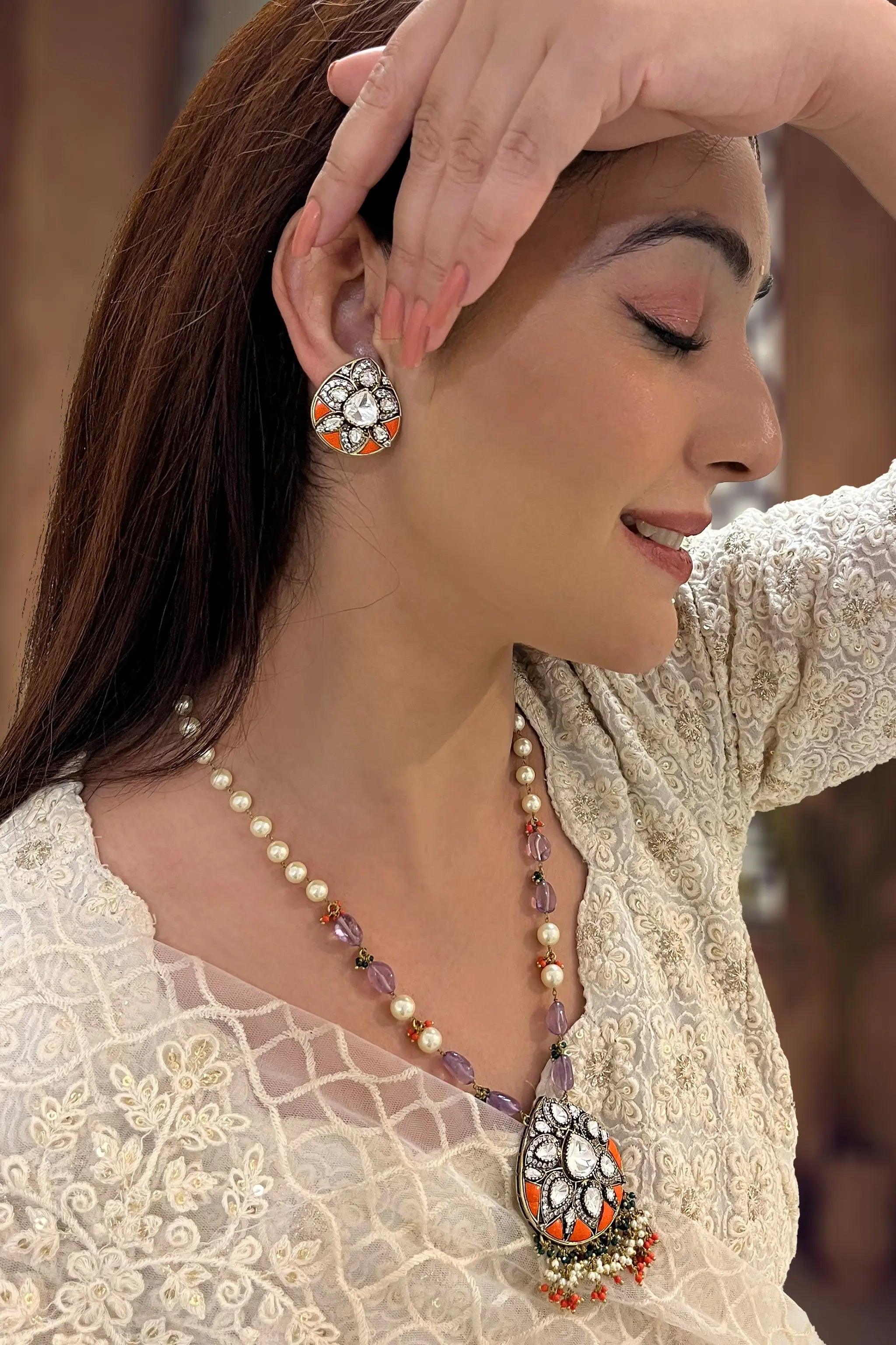 Elegant tejasvi polki pendant jewellery set for women