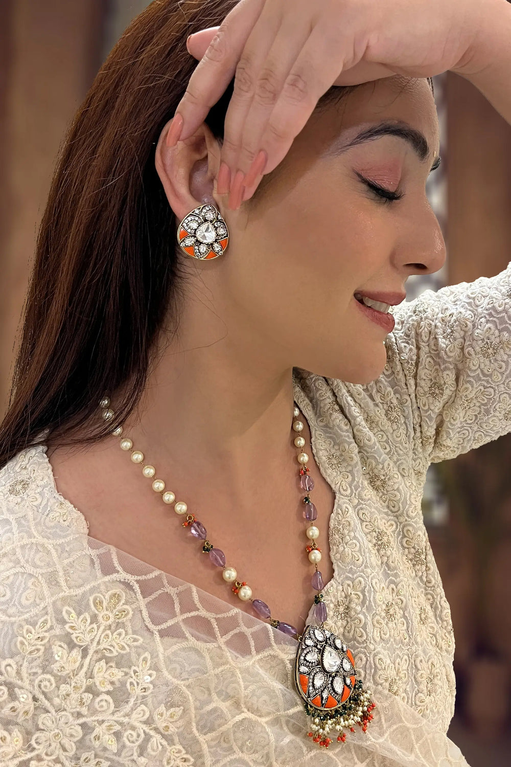 Elegant tejasvi polki pendant jewellery set for women