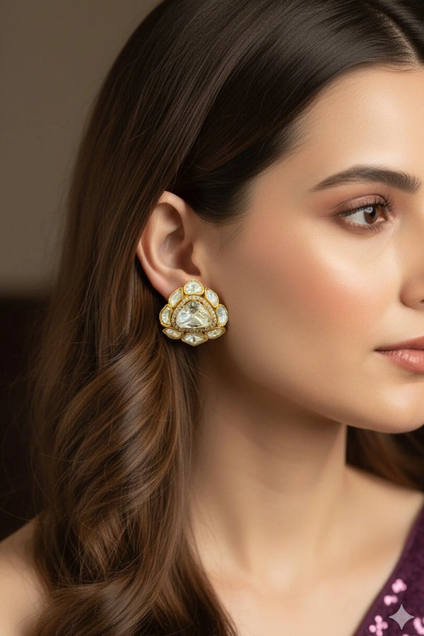 Karnphool Mossanite Polki Earrings