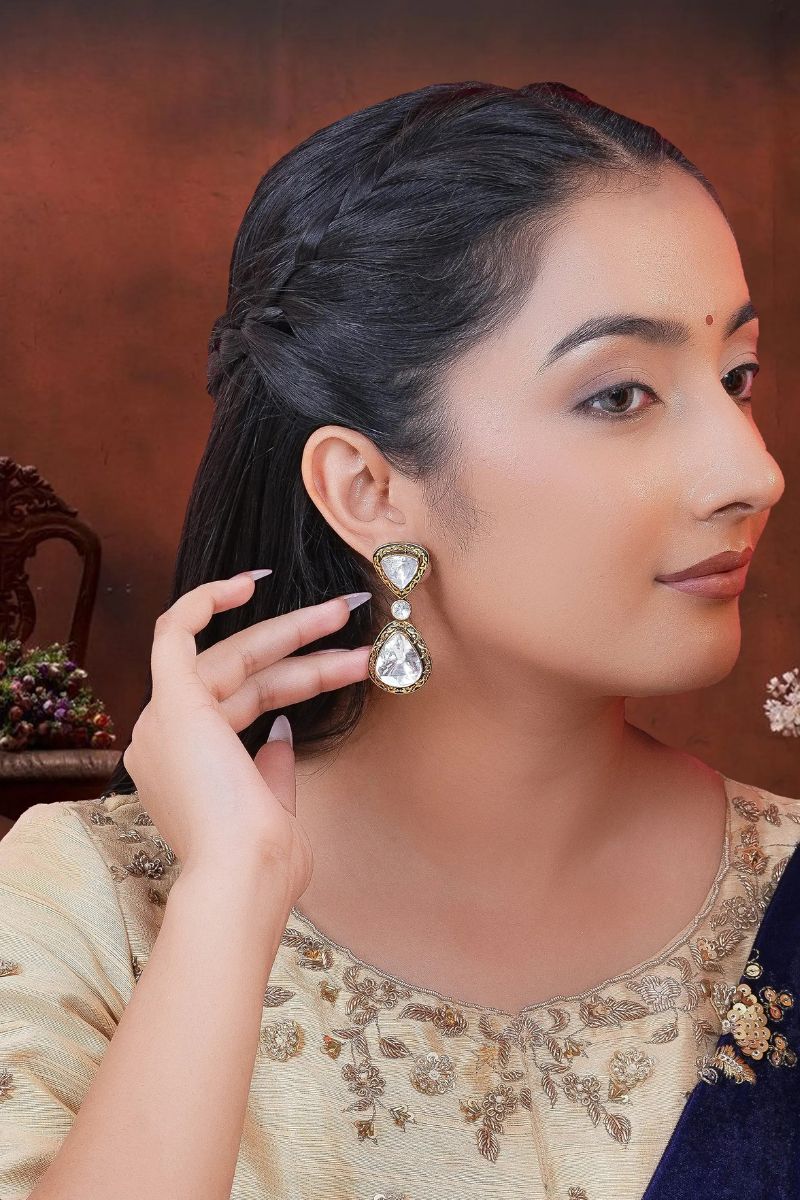 Zarina Mossanite Polki Earrings