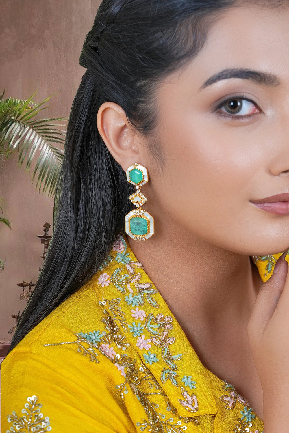 Statement kundan danglers designed for weddings and festive occasions