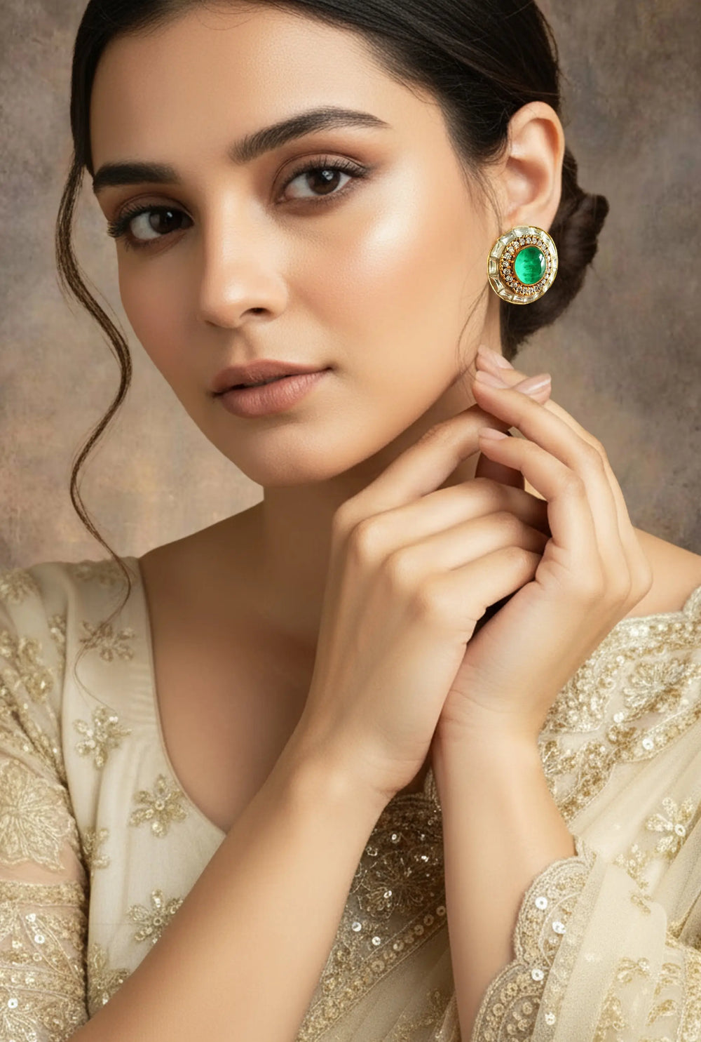 Handcrafted ethnic stud earrings inspired by heritage design