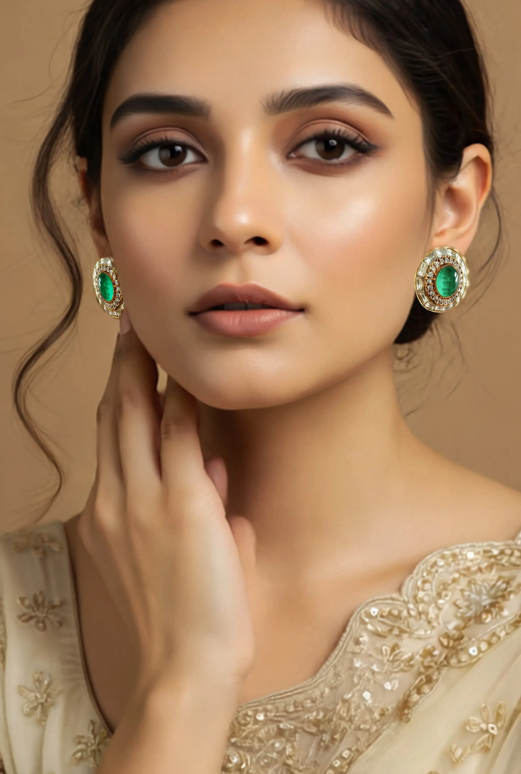 Traditional Indian stud earrings with handcrafted ethnic detailing