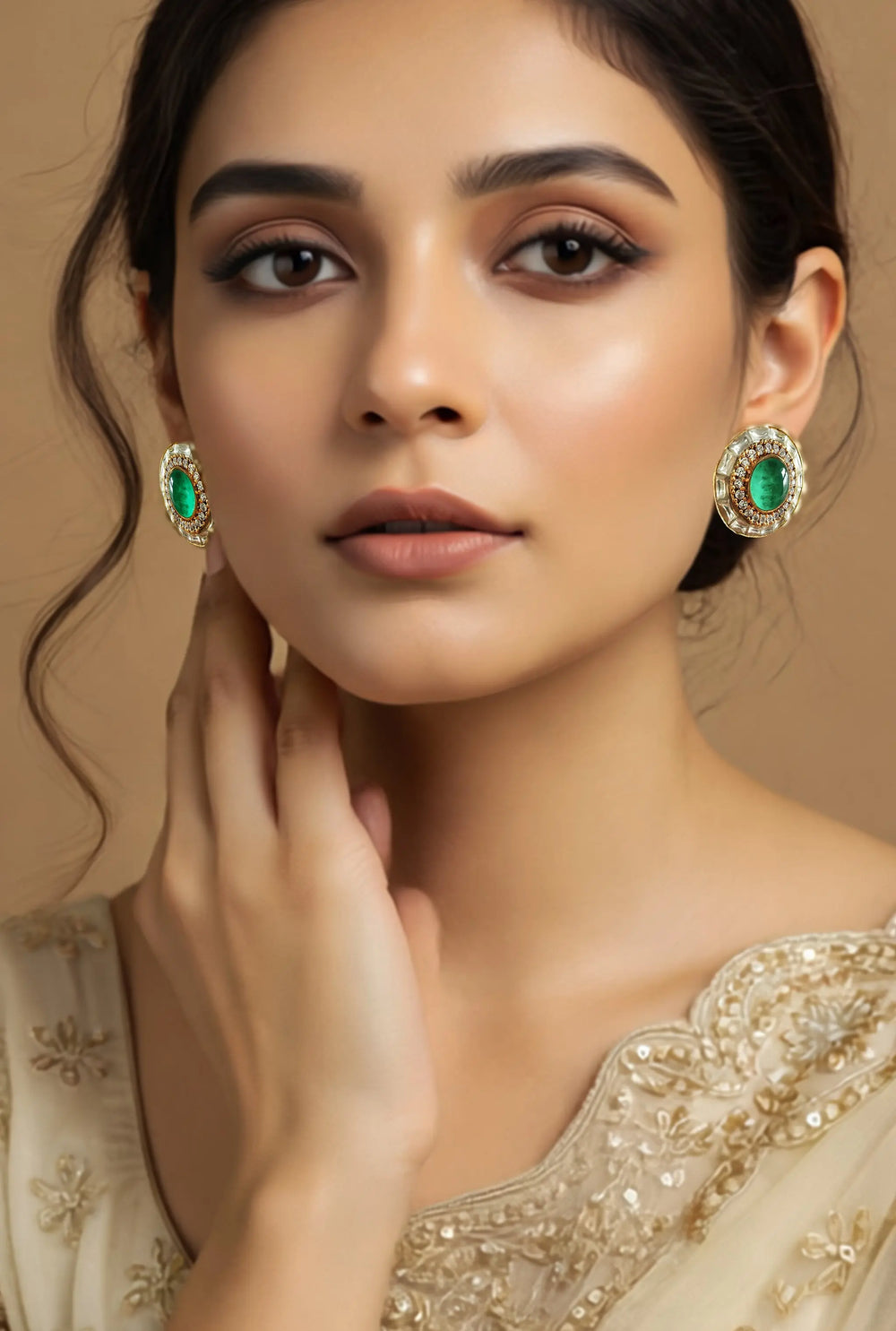 Traditional Indian stud earrings with handcrafted ethnic detailing