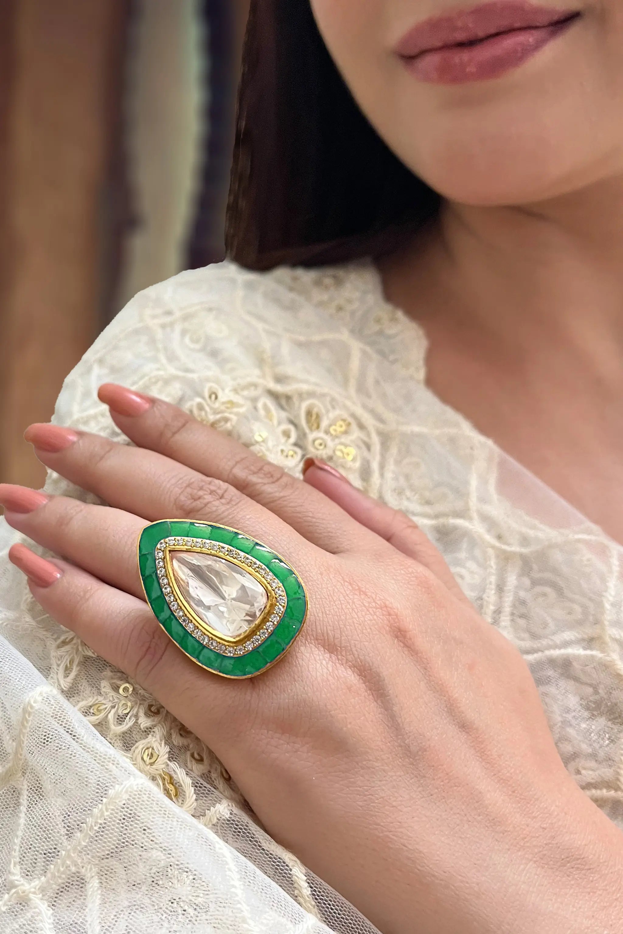 Handcrafted statement ring inspired by royal Indian aesthetics