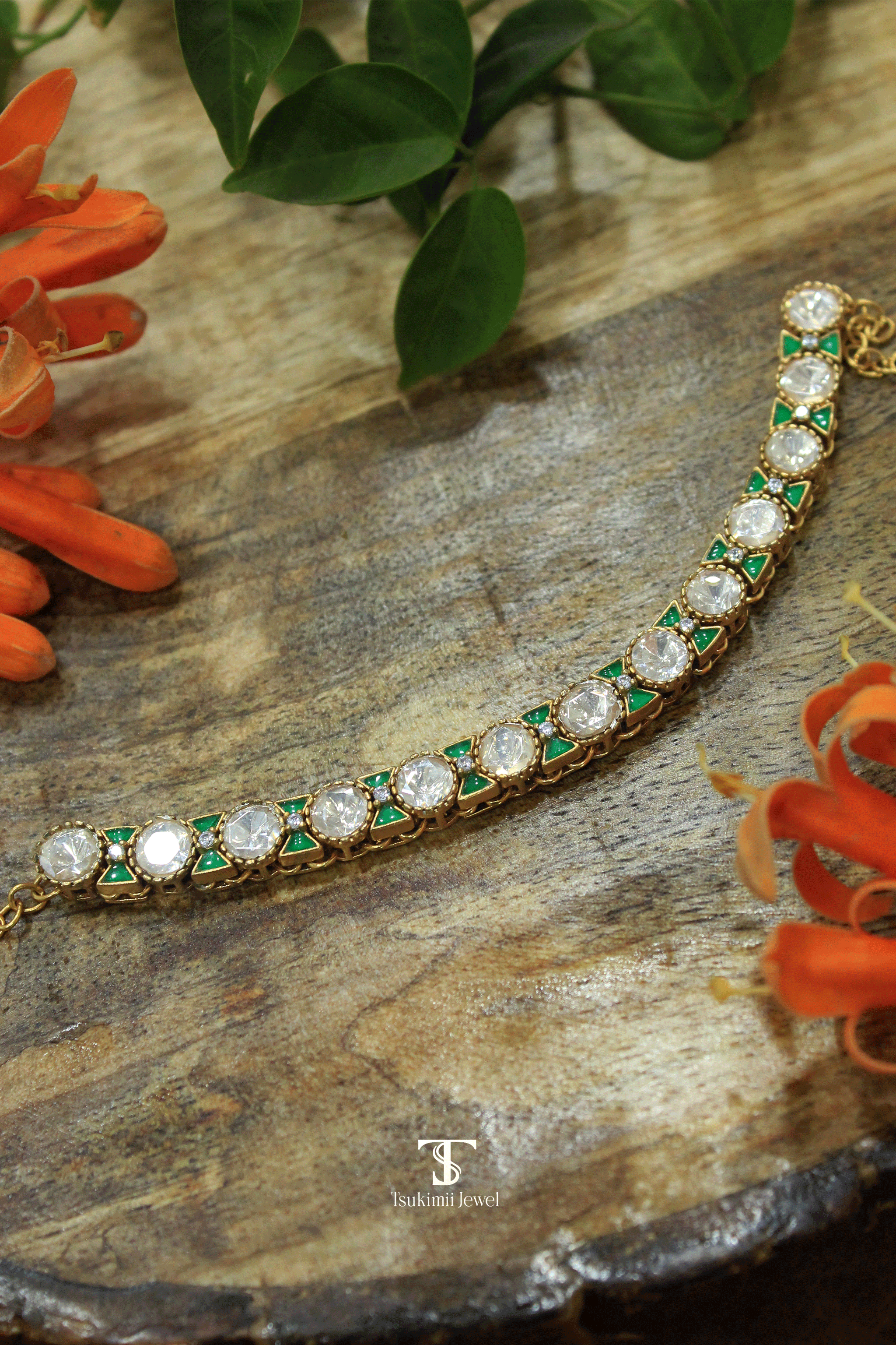 Aabha Mossanite Polki Bracelet