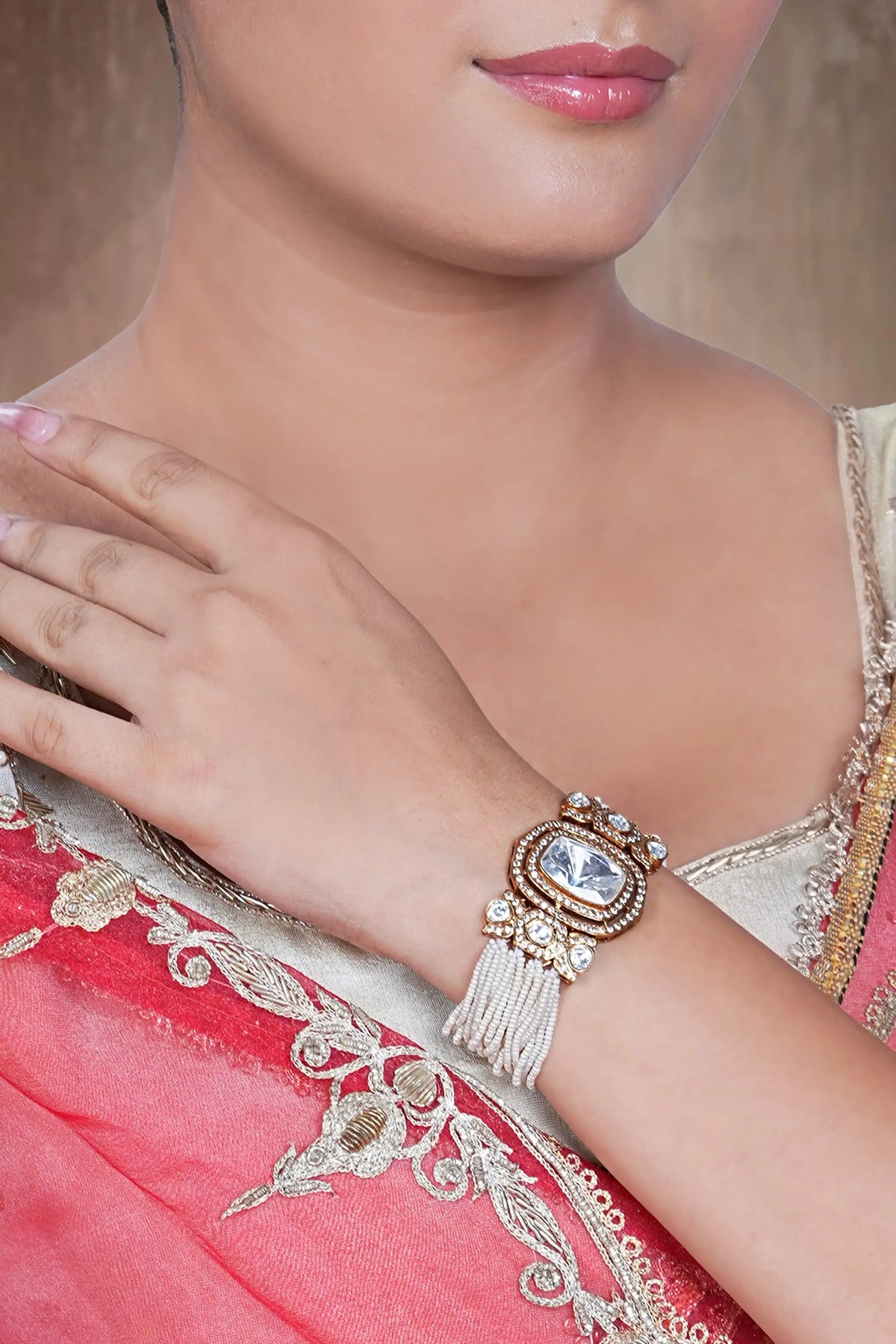 Handcrafted Indian polki bracelet for women