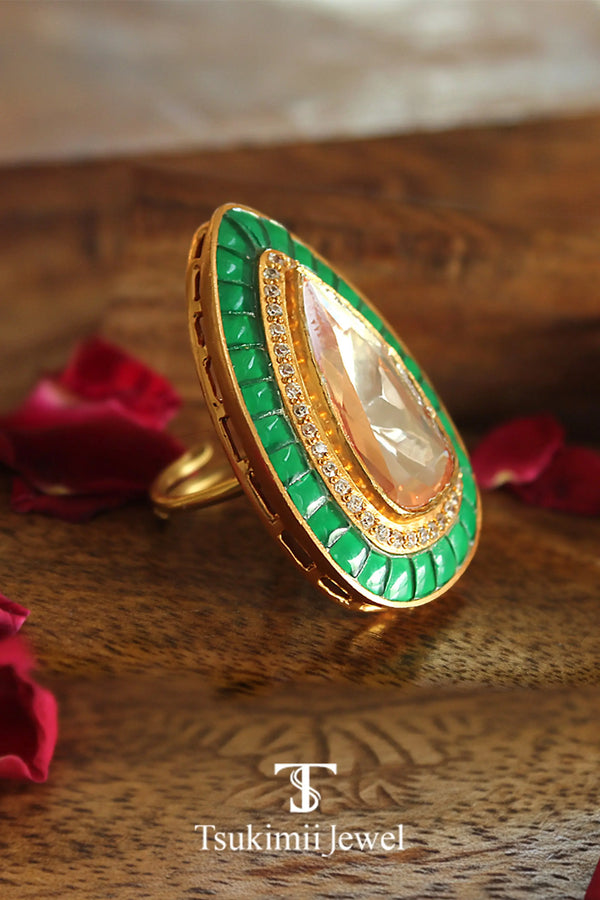 Elnaz Mossanite Polki Ring