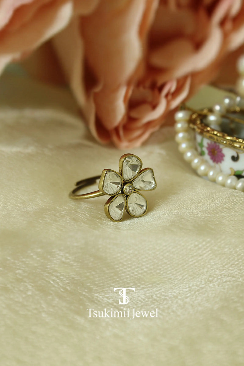 Gulnoor polki ring with traditional Indian gold finish