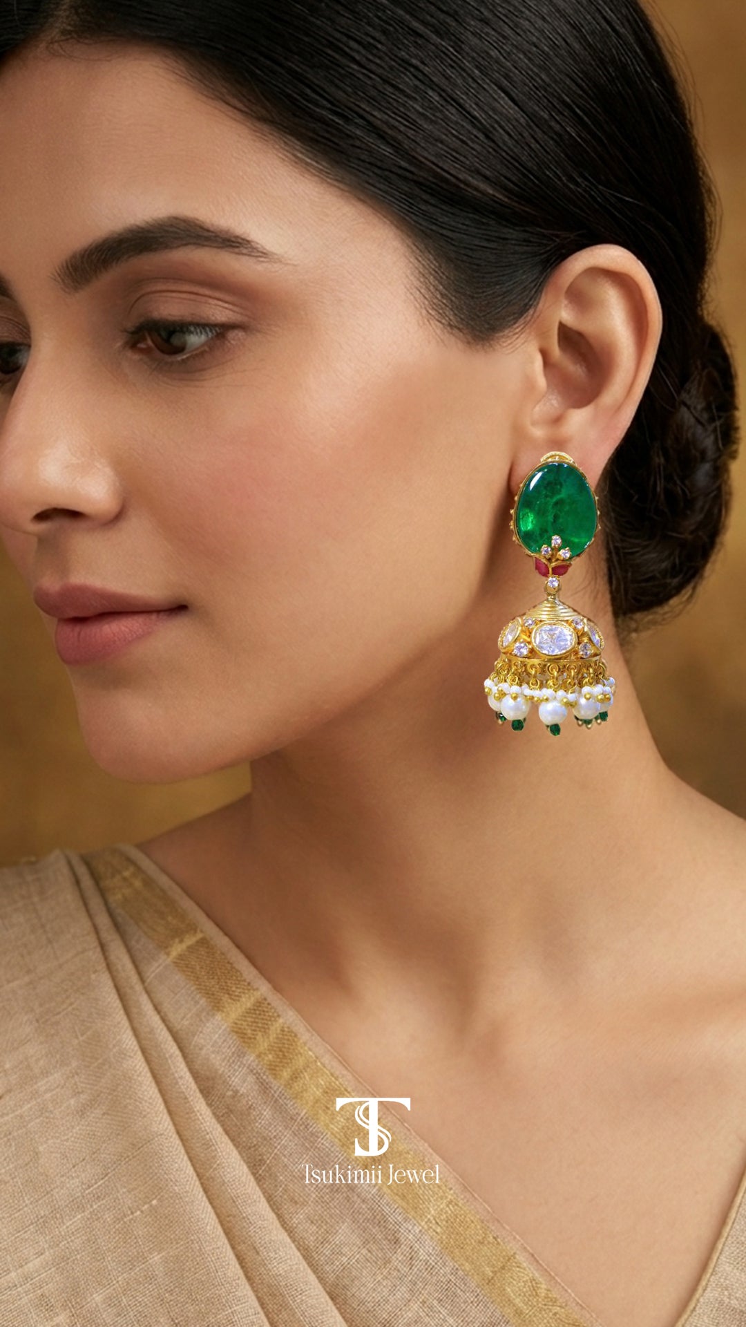 Kanchan Jhumka Polki Earrings
