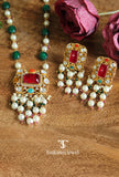 Kanika polki pendant set with gold plated traditional design