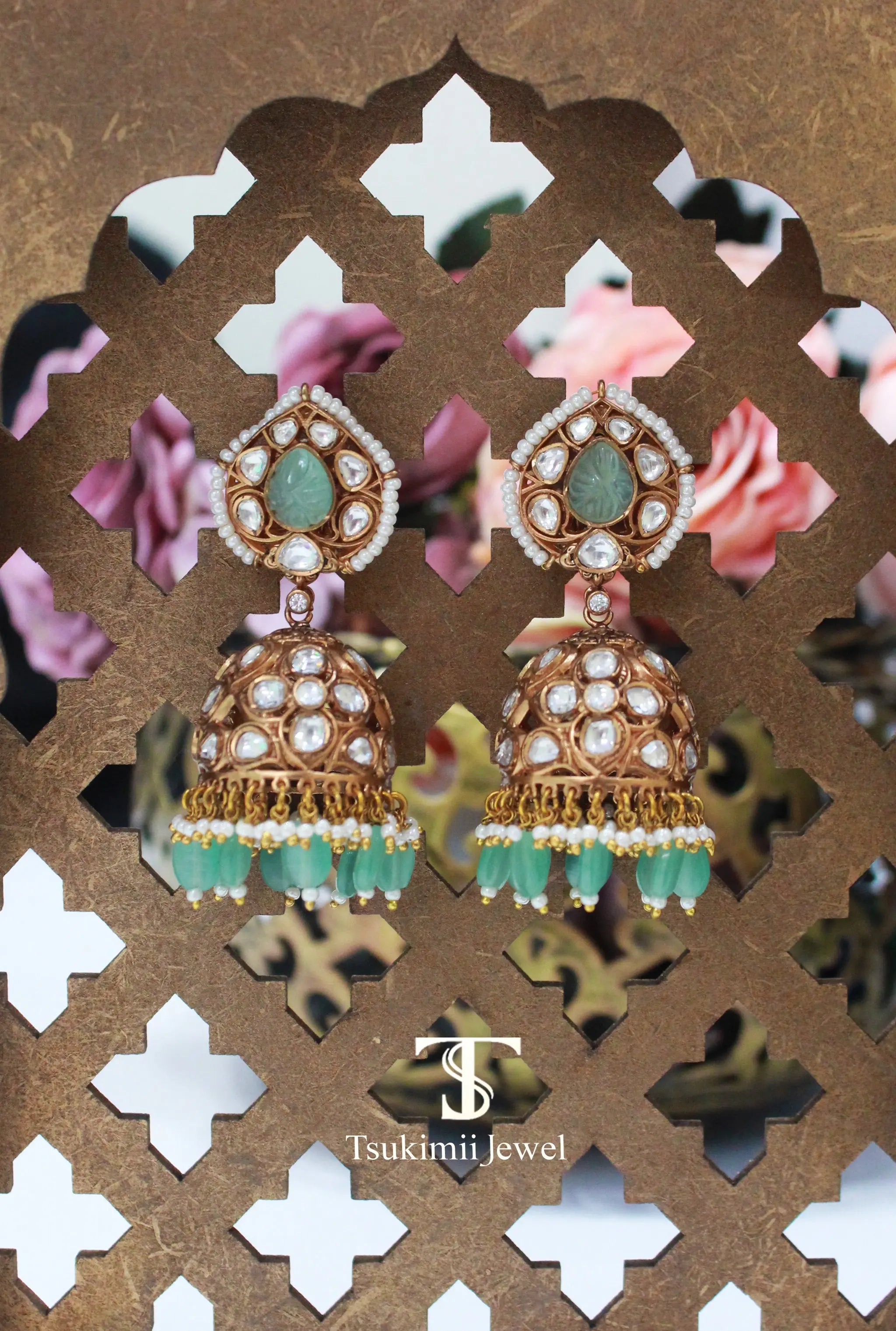 Indian Polki Jhumkas
