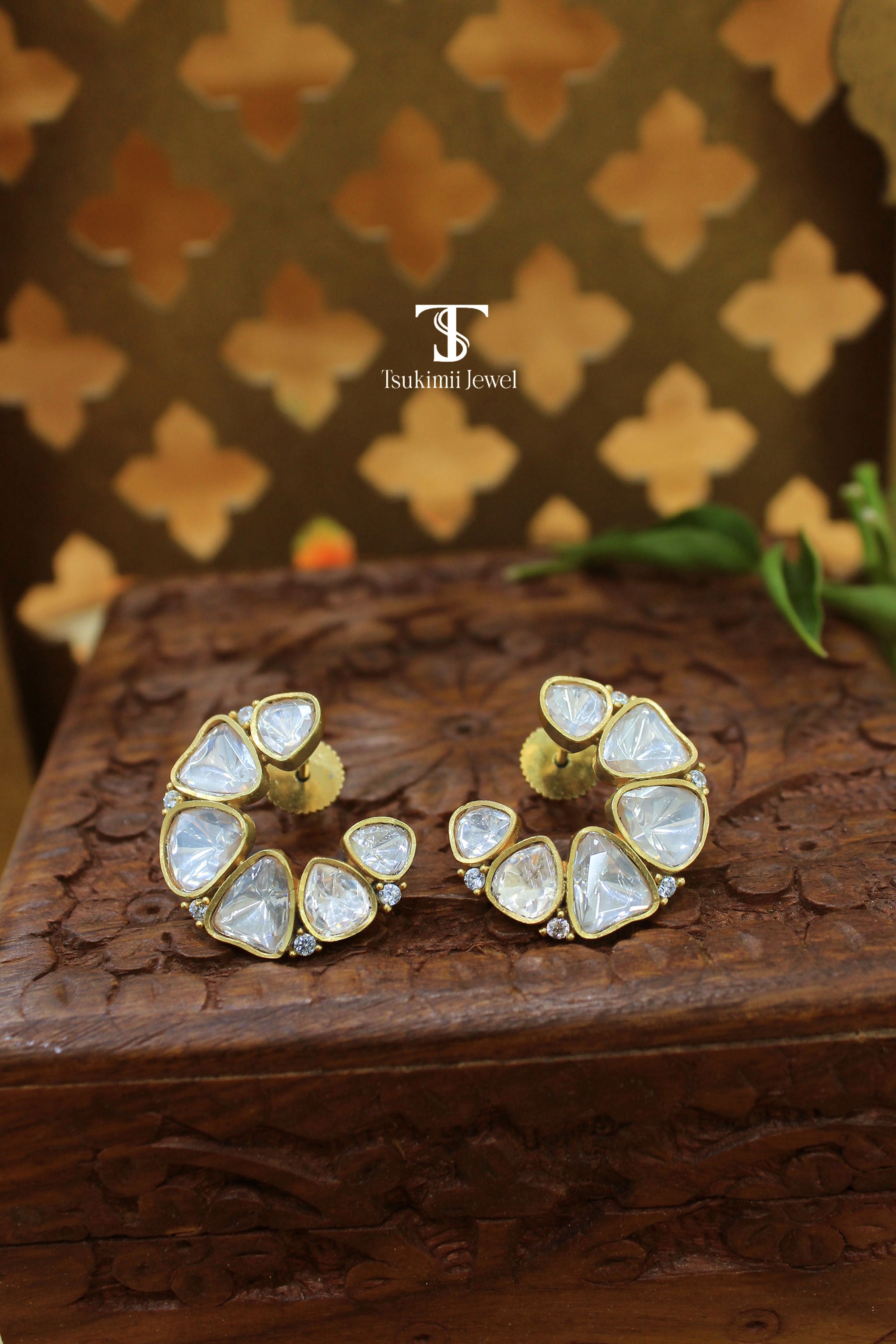 Neelkamal Mossanite Polki Earrings