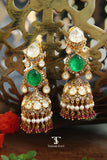 Neelambari polki jhumka earrings with elegant gold finish