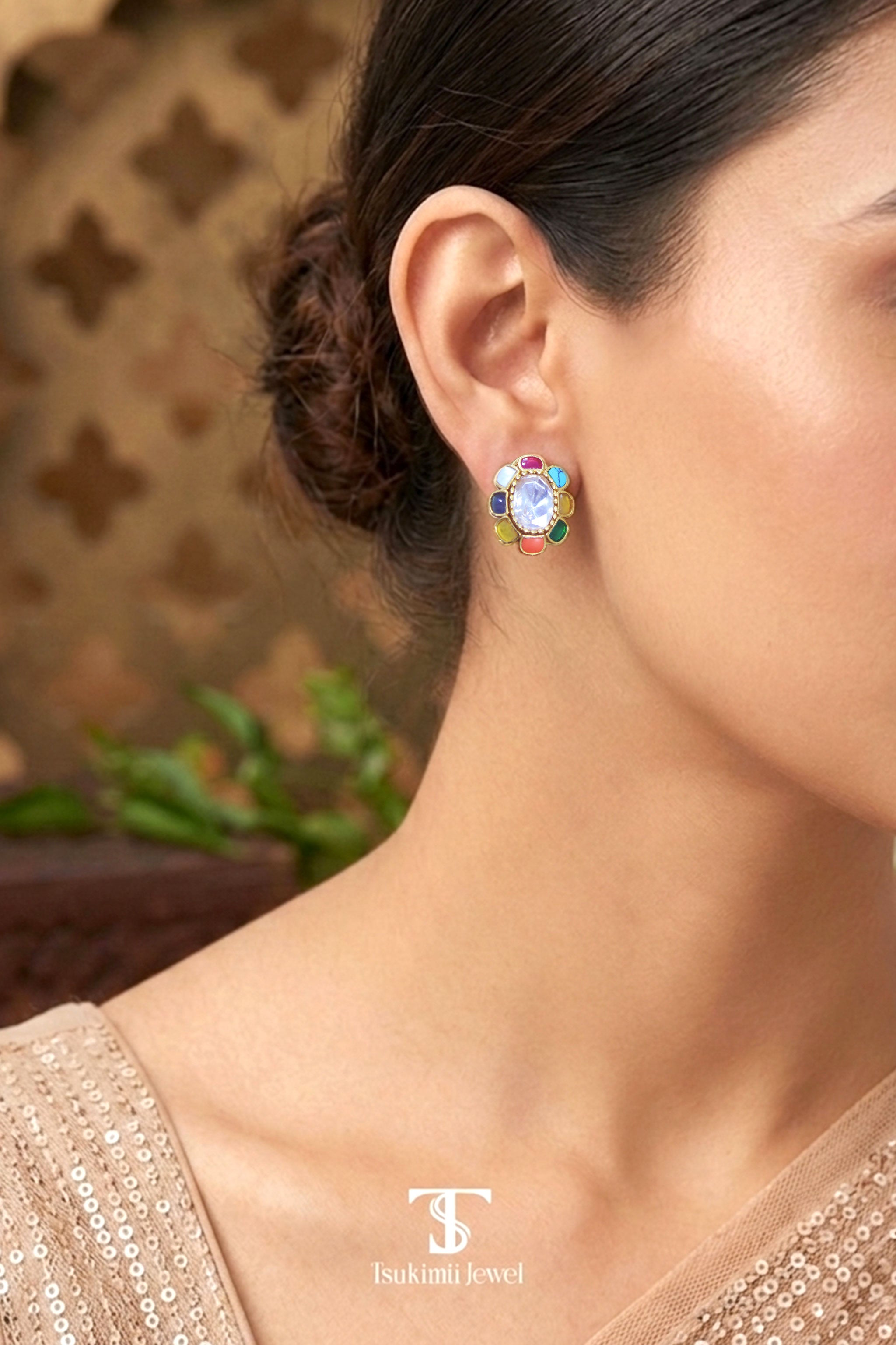 Ratnika Mossanite Polki Earrings