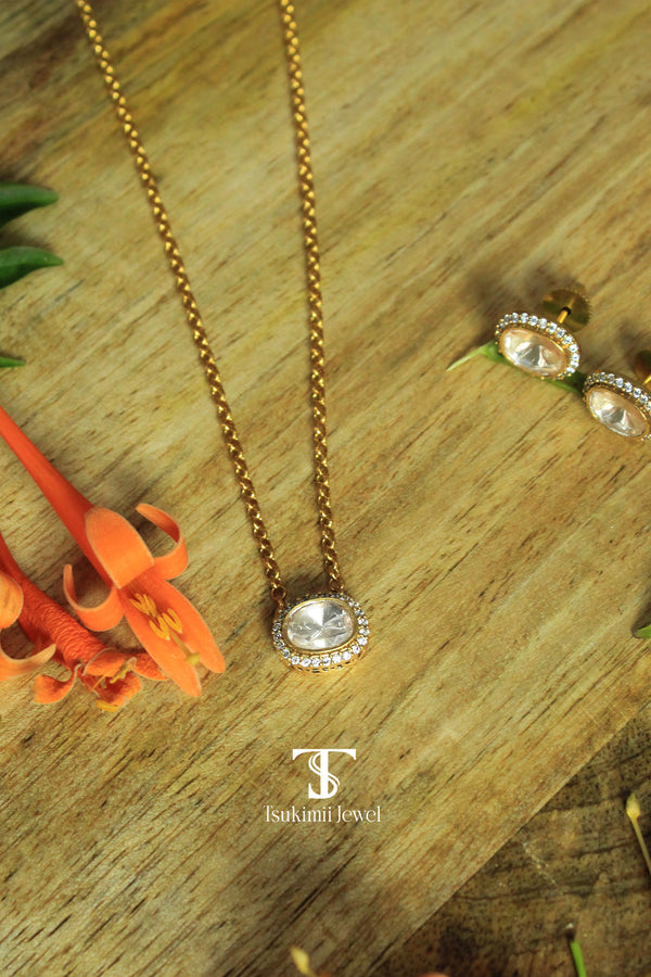 Nivya Mossanite Polki Pendant Set