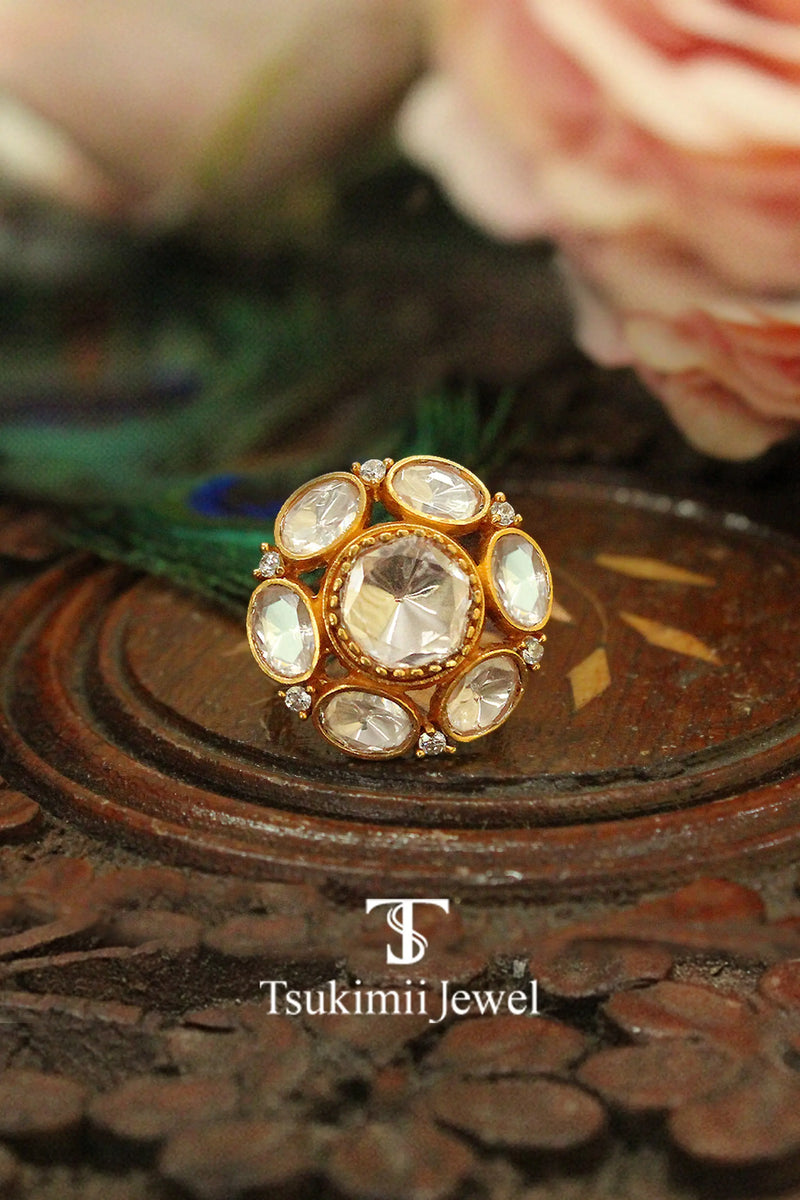 Pravya Mossanite Polki Ring alternate view