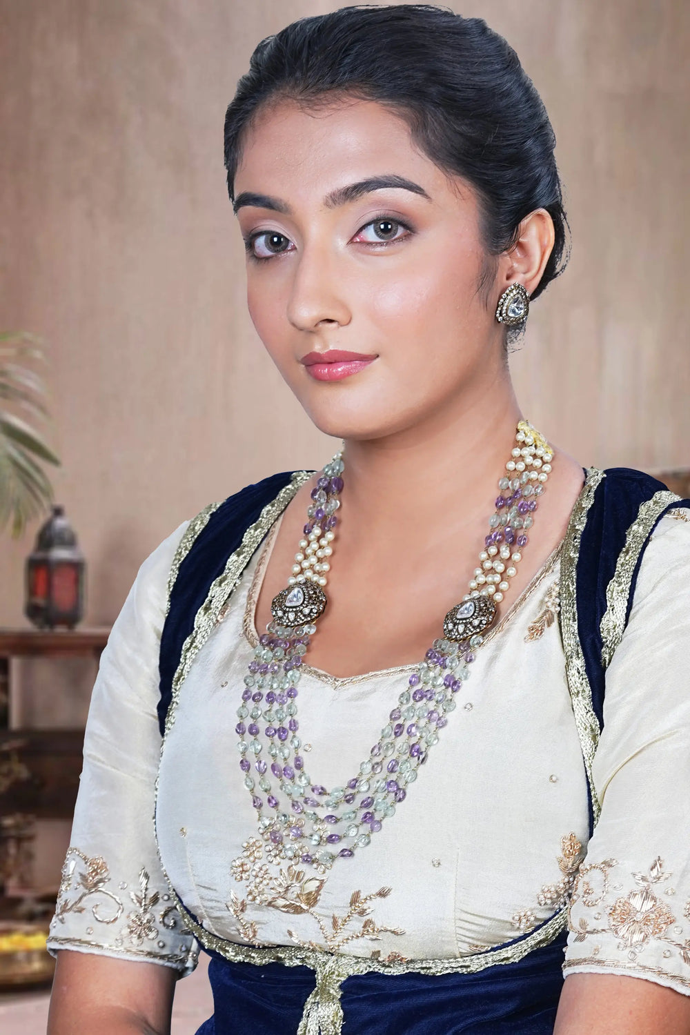 Gold plated polki necklace set perfect for festive wear