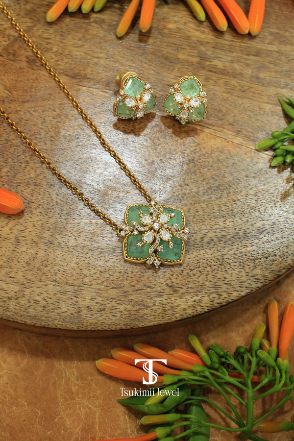Pushpa Polki Pendant Set