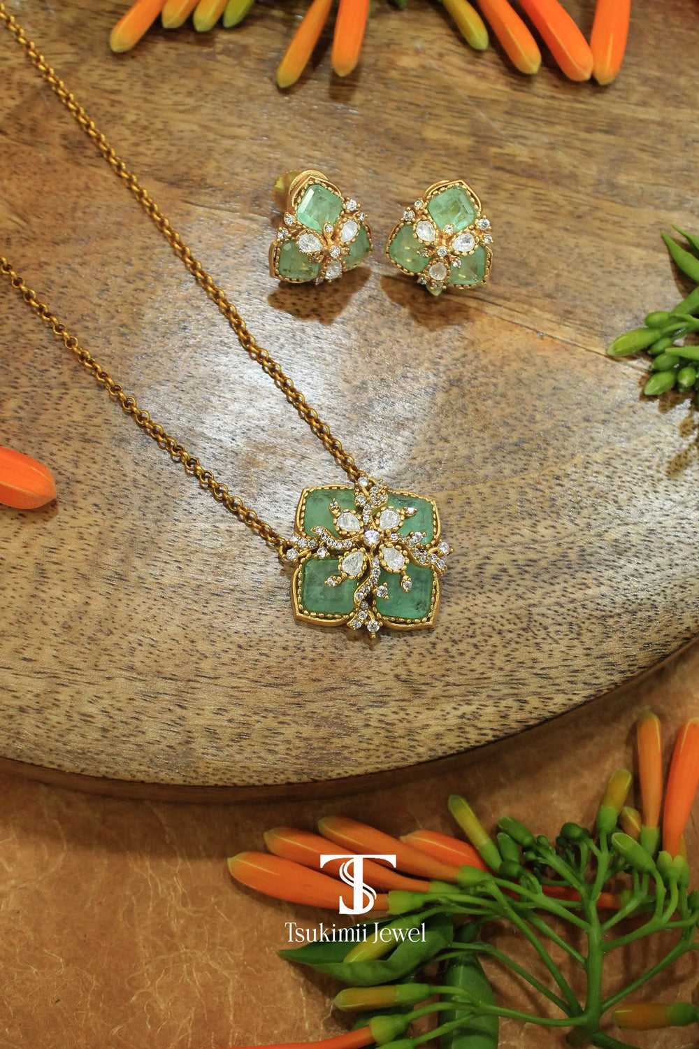 Elegant polki locket set inspired by royal Indian jewellery