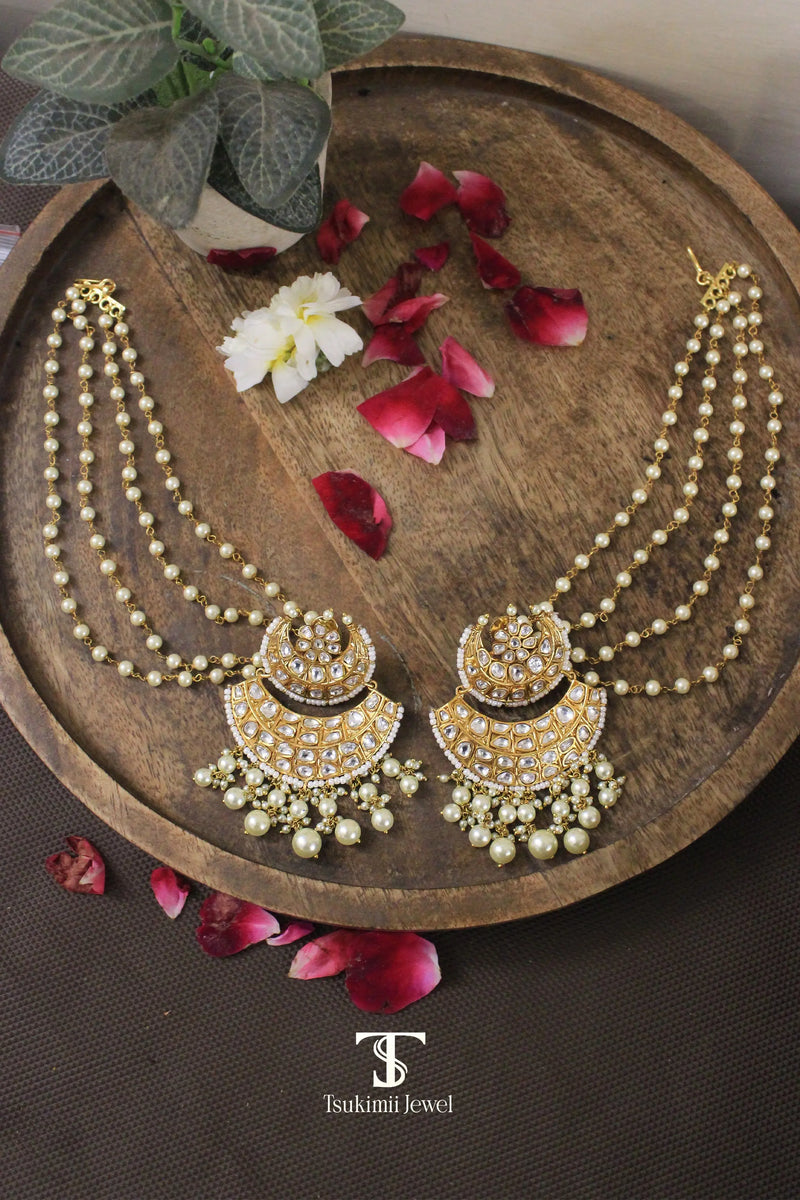Traditional chaandbali earrings with intricate Indian craftsmanship