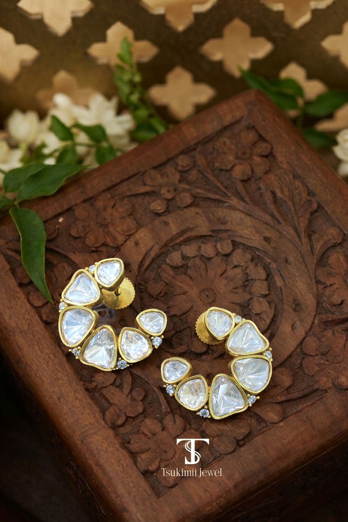 Neelkamal Mossanite Polki Earrings