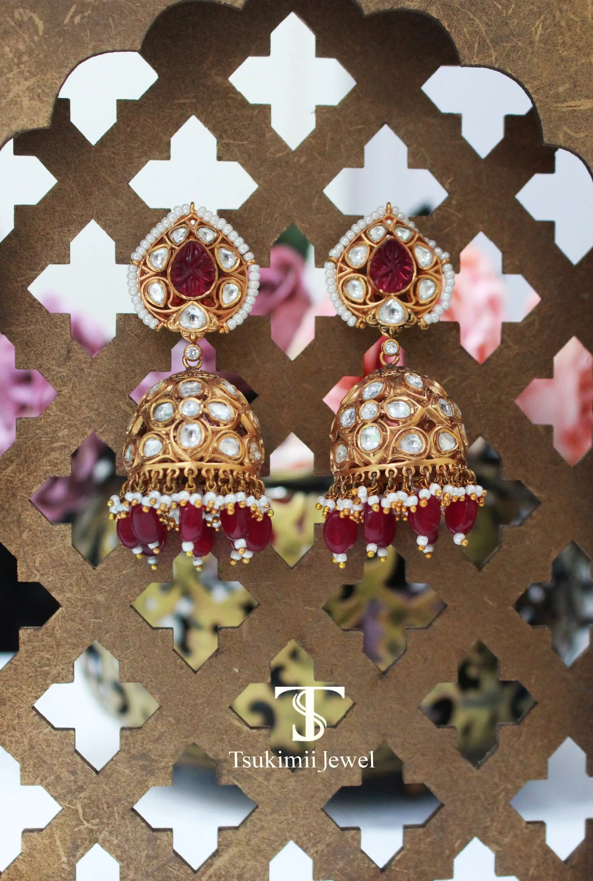 Aanvi  Polki Jhumkas by Tsukimii Jewel