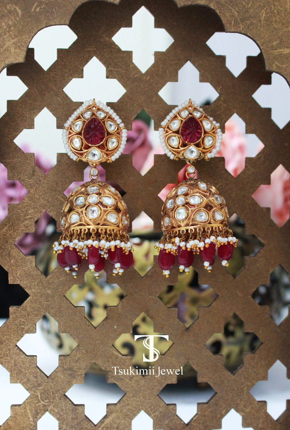 Aanvi  Polki Jhumkas by Tsukimii Jewel