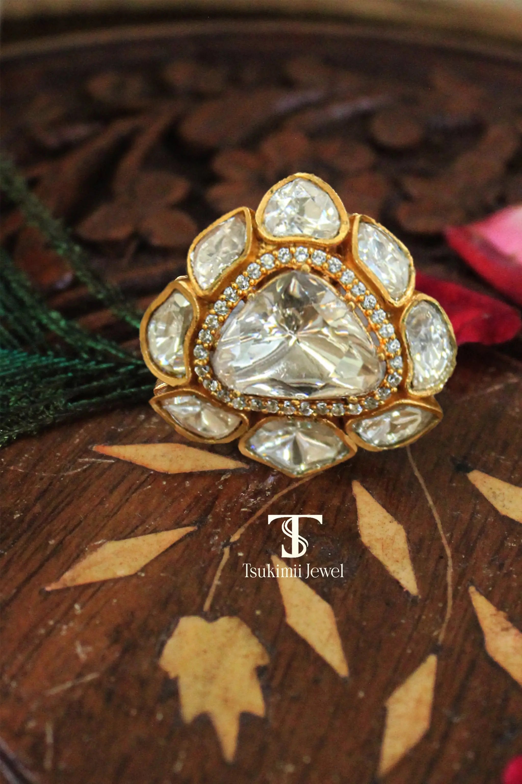 Iraaya Mossanite Polki Ring