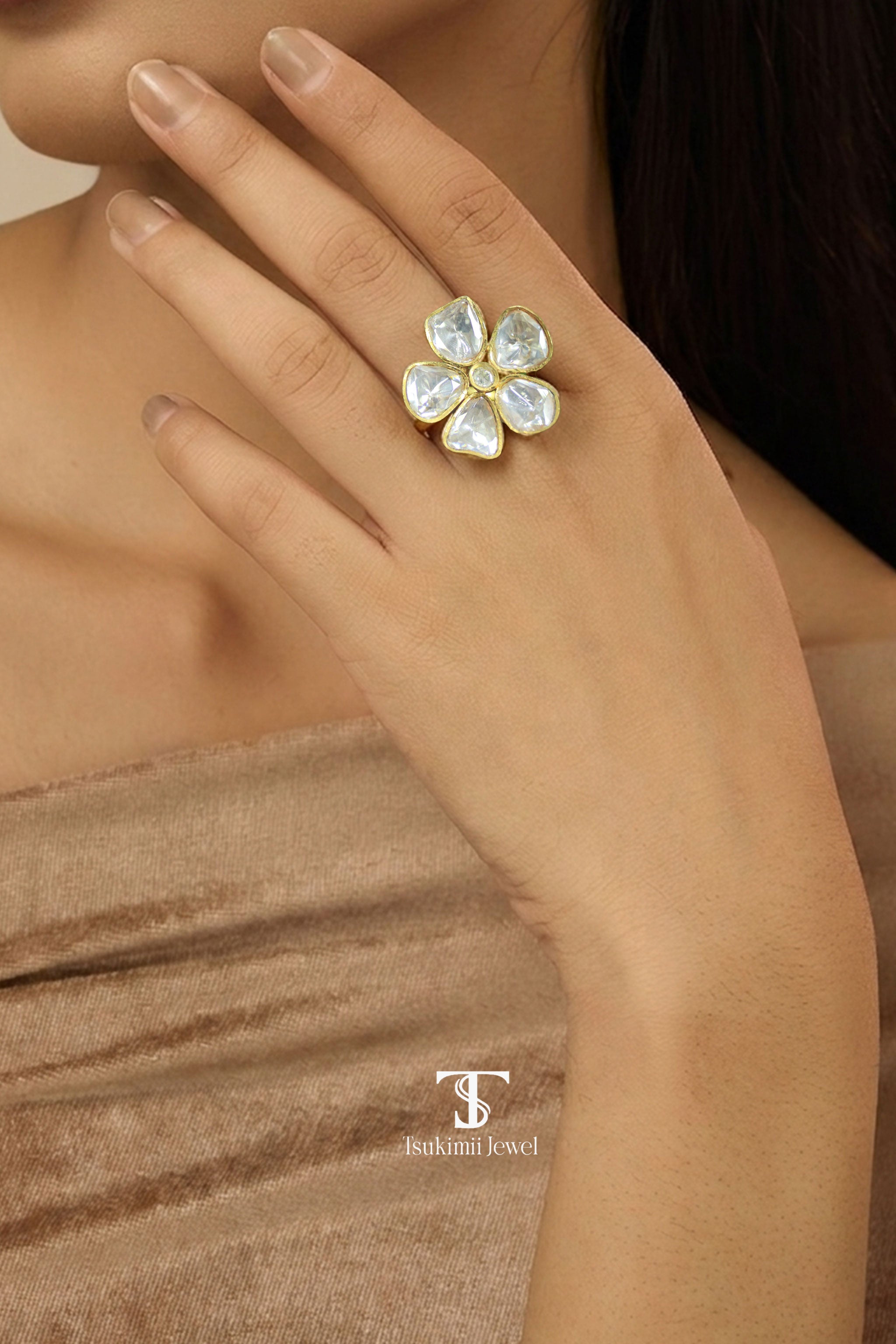 Kumud Moissanite Polki Ring