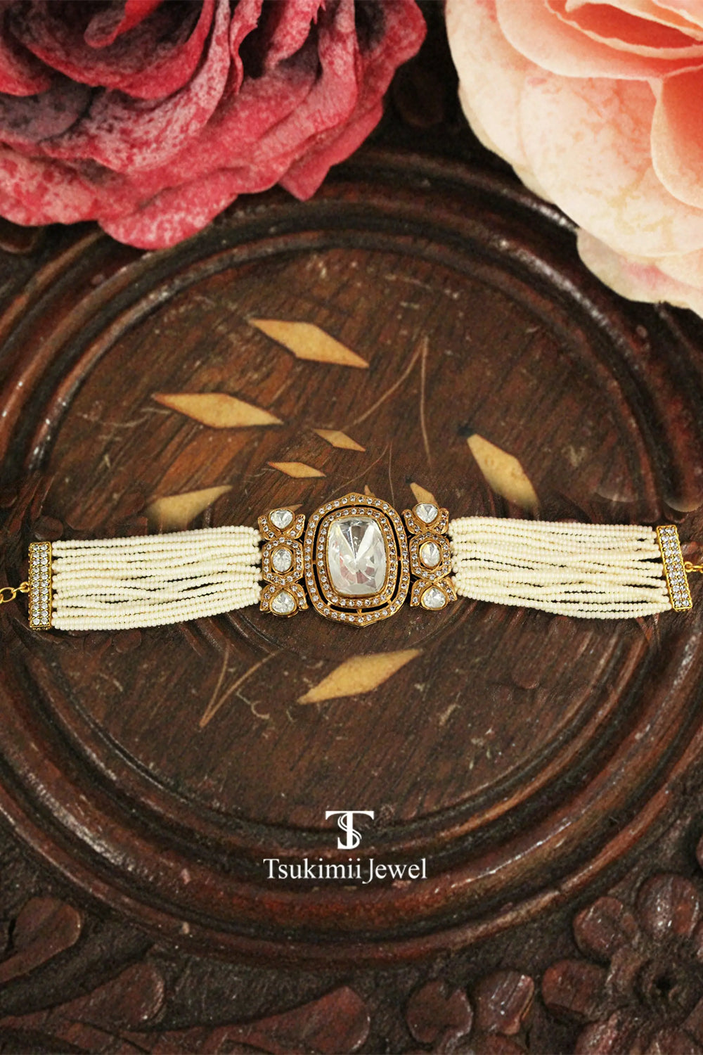 Ruhani polki bracelet with traditional gold plated craftsmanship