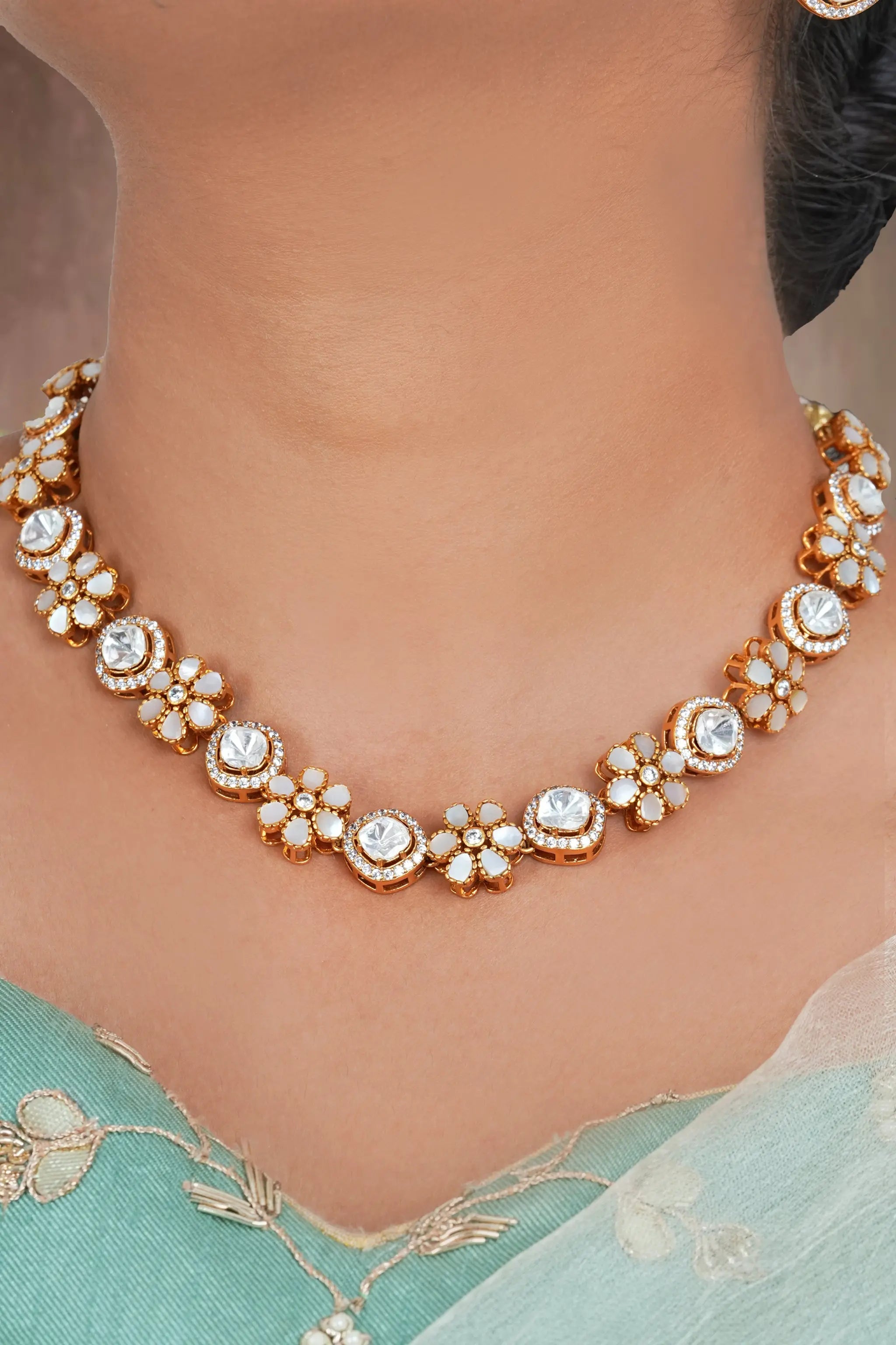 Elegant pearl necklace set with soft iridescent shine