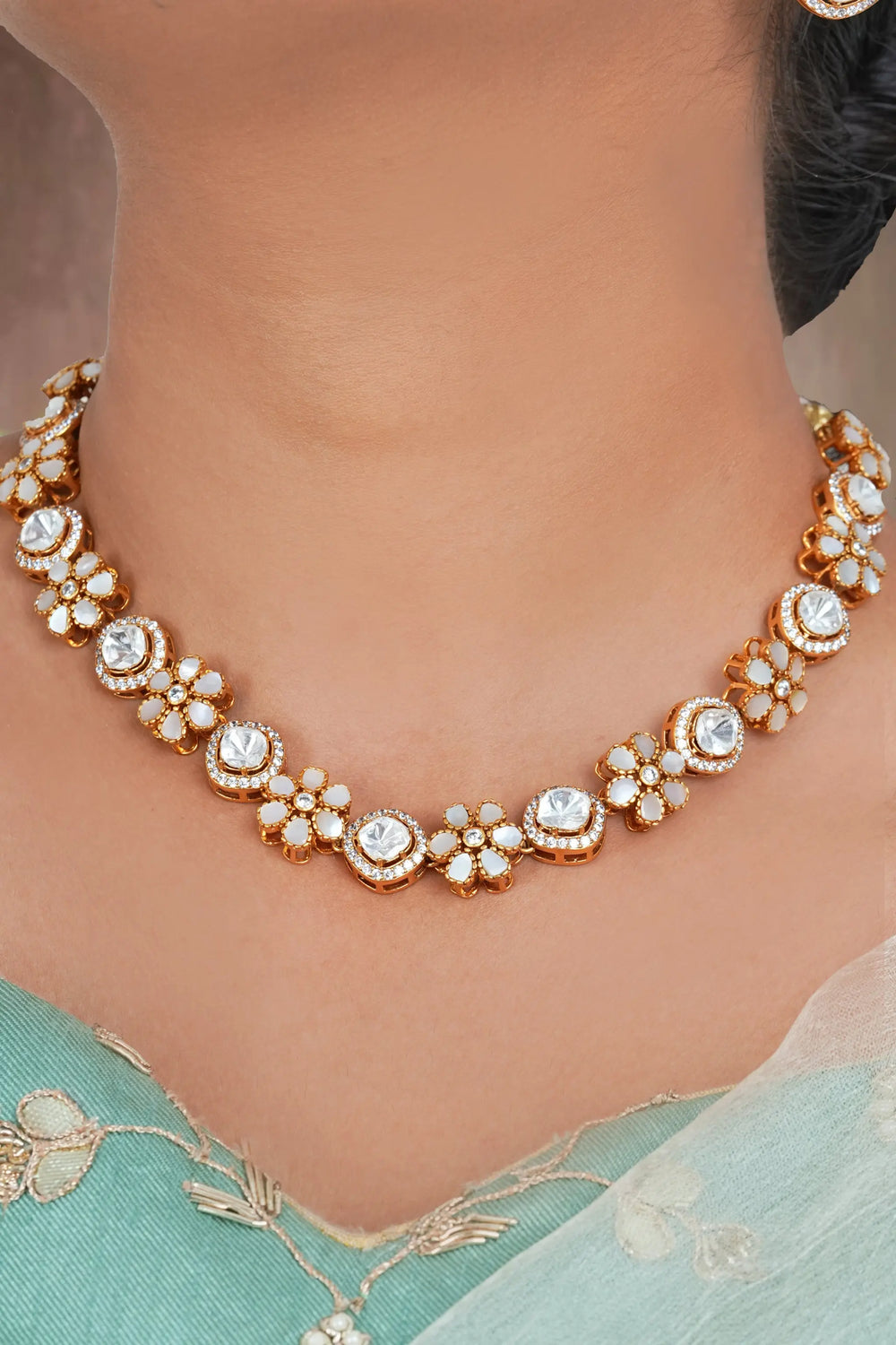 Elegant pearl necklace set with soft iridescent shine