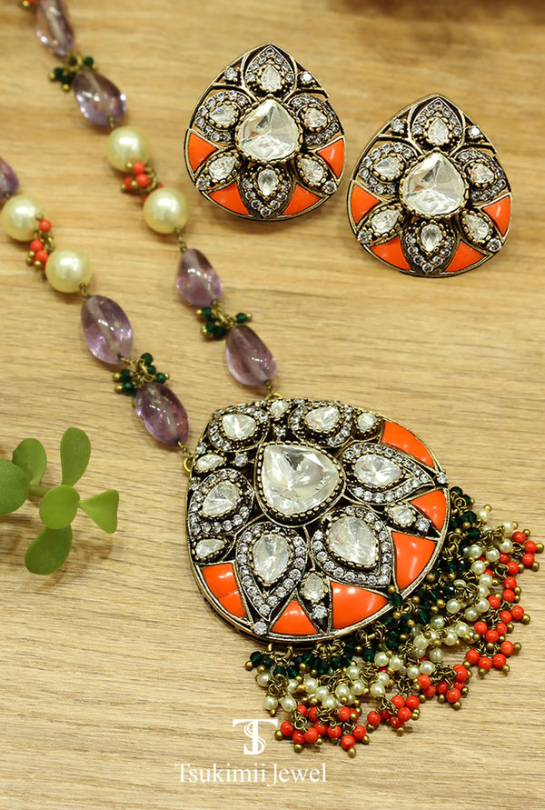 Tejasvi Polki Pendant Set