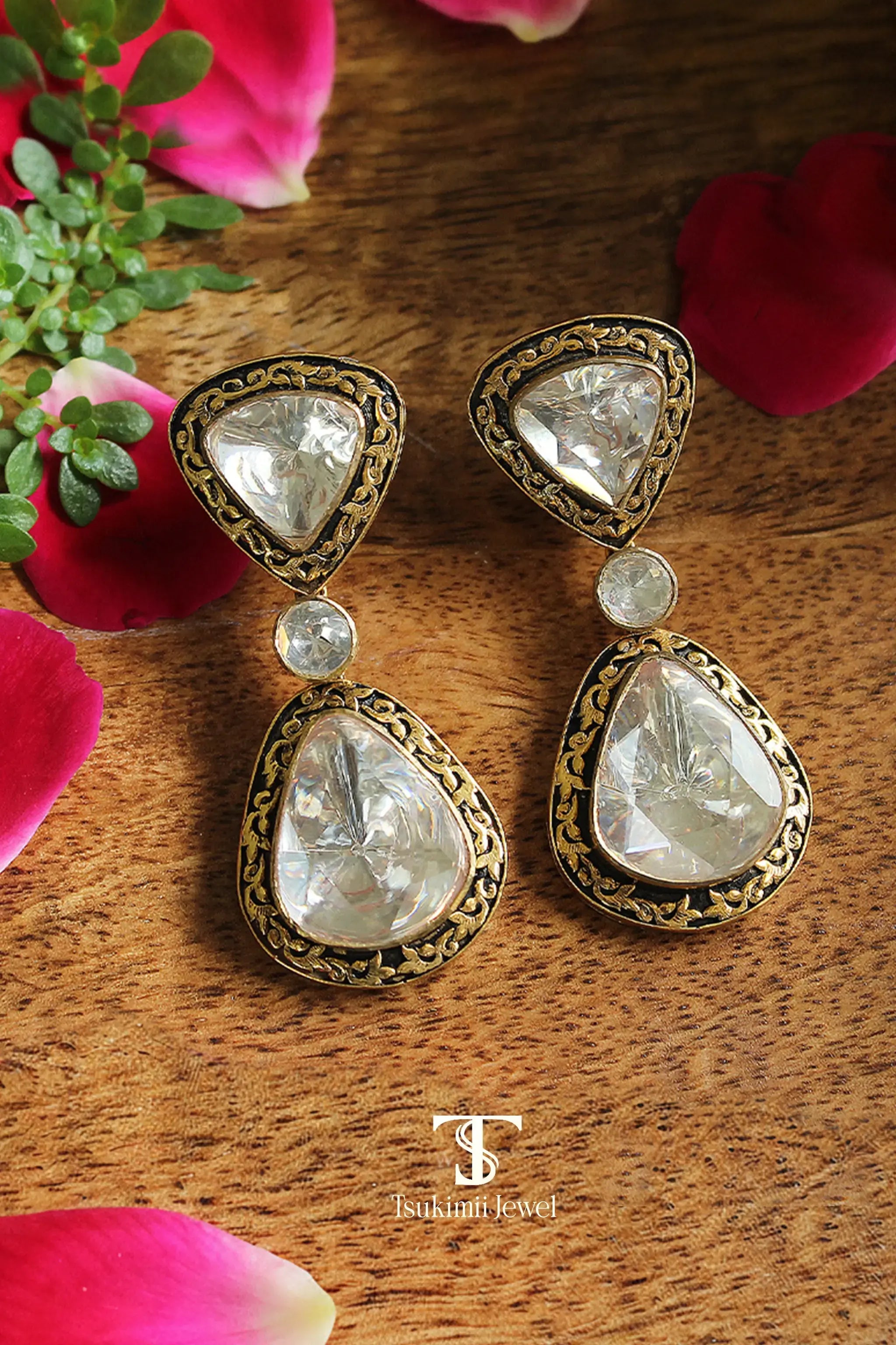 Zarina Mossanite Polki Earrings