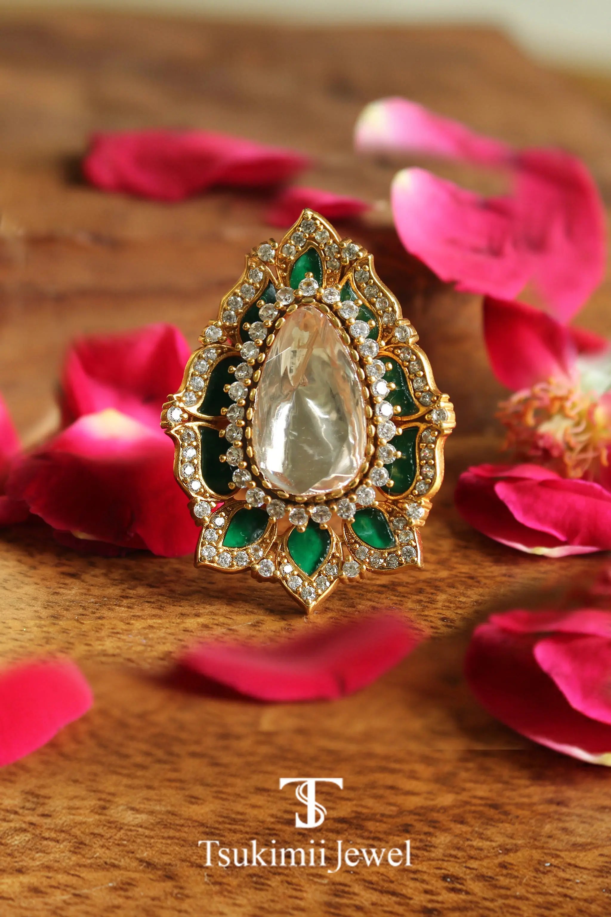Close-up of traditional ring with intricate detailing